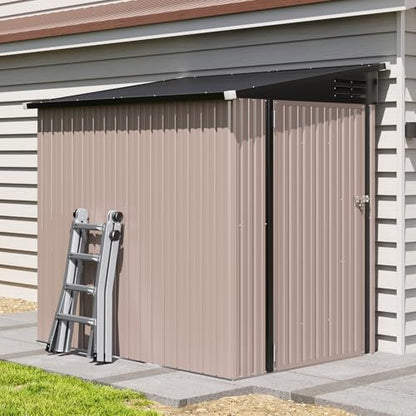 6' x 4' Lean to Shed Outdoor Steel Garden Utility Cabinet with Lockable Door Waterproof & Rust