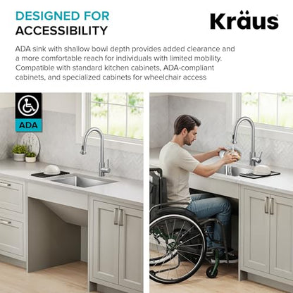 Fairlane 25 inch ADA Compliant Undermount Single Bowl 18