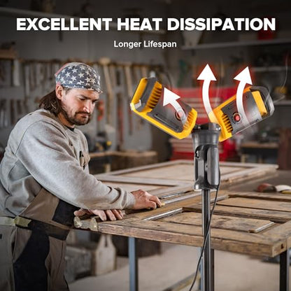 Upgraded】LUTEC 6290Max 11000 Lumen 92W Dimmable LED Work Light with Telescoping Tripod