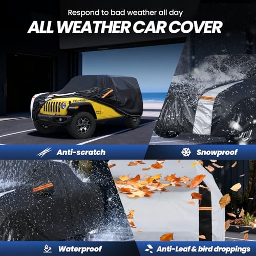 Multi Layer Car Cover Custom Fit for Jeep Wrangler 2 Door CJ YJ JK JL