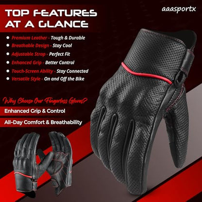 Motorcycle Gloves Men's Leather Motorbike Gloves Touchscreen Function