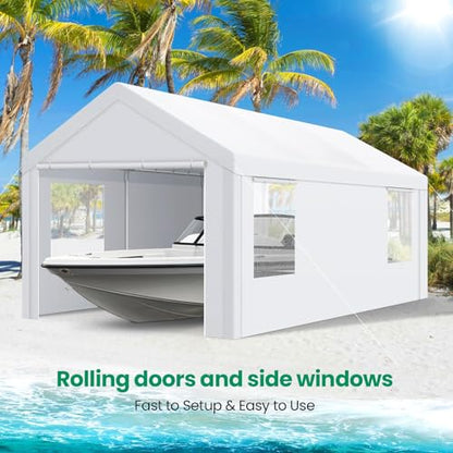 10x20 FT Heavy Duty Carport with Galvanized Frame