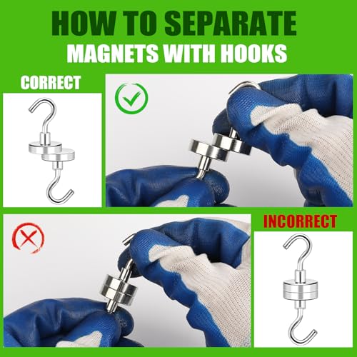 12 Pack Magnetic Hooks Heavy Duty 85lbs Strong Magnets