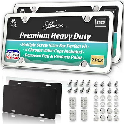 Premium Chrome License Plate Frames with 2 Anti