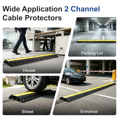 1 Pack 2 Channel Folding Cable Protector Ramp for Driveway