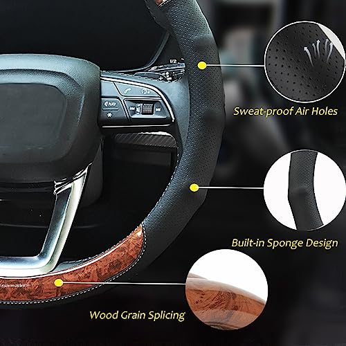 Wood Grain Steering Wheel Cover Car Steering Wheel Covers 14.5 (3 Count)