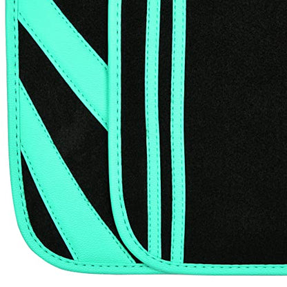 Mint Green Edge Leather Car Floor Mats