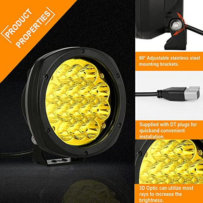 5 Inch Pair 160W Amber Round LED Offroad Lights 18800LM Amber Yellow OffRoad Lights Super Bright Amber Driving lights Fog Lights Waterproof IP68 Light Bar for Trucks Pickup 4x4 SUV ATV UTV