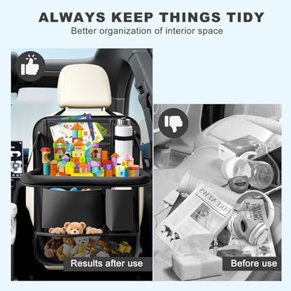 2Pack Car Backseat Organizer with Foldable Table Tray (2 Count)