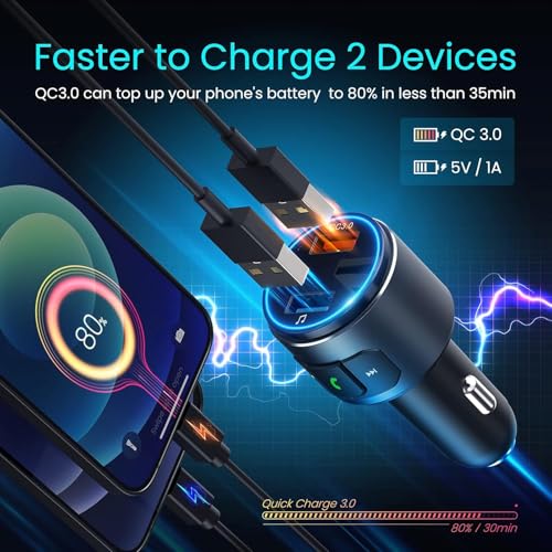 Upgraded V5.3 FM Bluetooth Transmitter