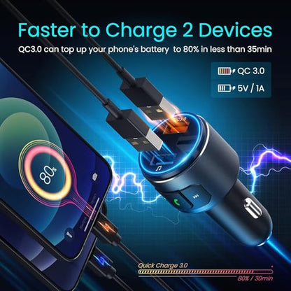 Upgraded V5.3 FM Bluetooth Transmitter