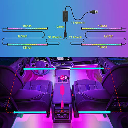 4PCS USB Car Interior Lights Dream Color App and Remote Control