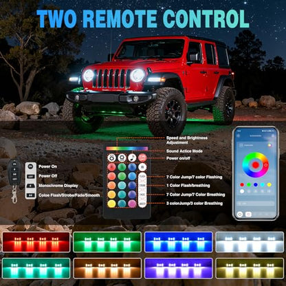 RGBW LED Rock Lights Kit 10 Pods 22 LEDs Wide Angle Lighting (16 Ounce)