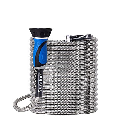Metal Garden Hose 50 Ft With Hose Nozzle (50 Foot)