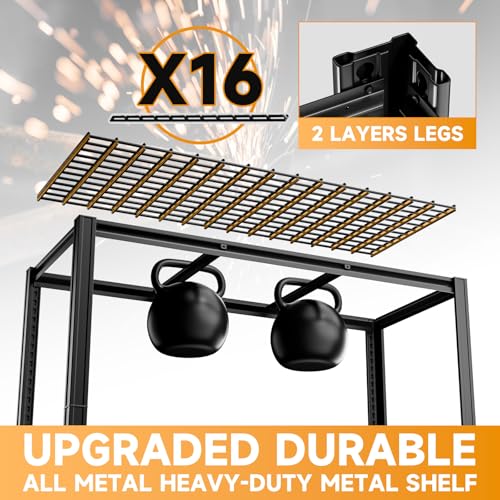 5 Tier 60”W x 20”D x 78”H Shelving Units for Garage 3300LBS Heavy Duty Garage Shelving Metal Storage Shelves Adjustable Industrial Shelving Unit 60 Inch Shelf（Black）