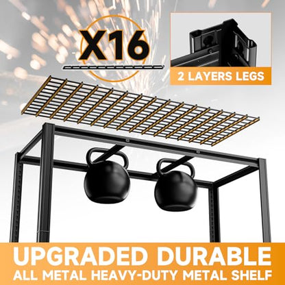 5 Tier 60”W x 20”D x 78”H Shelving Units for Garage 3300LBS Heavy Duty Garage Shelving Metal Storage Shelves Adjustable Industrial Shelving Unit 60 Inch Shelf（Black）