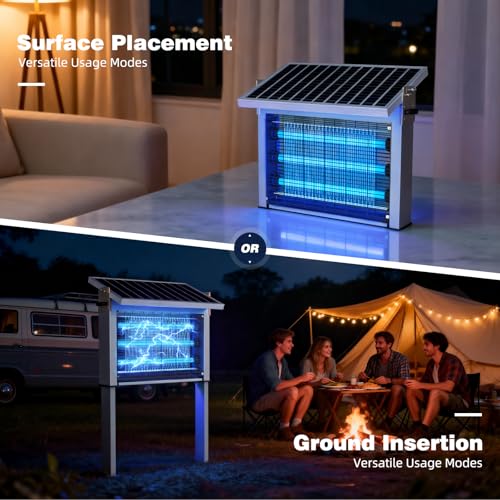 Powerful Big Solar Bug Zapper Outdoor for 10000 sq.ft with 30W Solar Panel