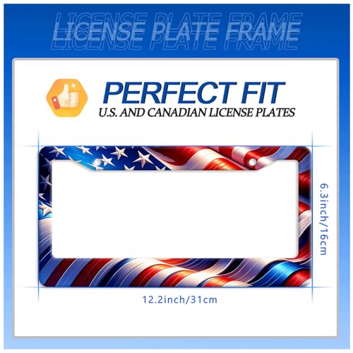 Patriotic American License Plate Frame Stainless Steel Car Accessory 6x12