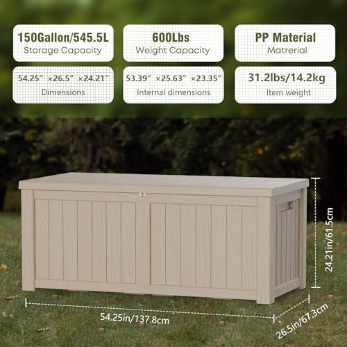 150 Gallon Lockable Resin Deck Box