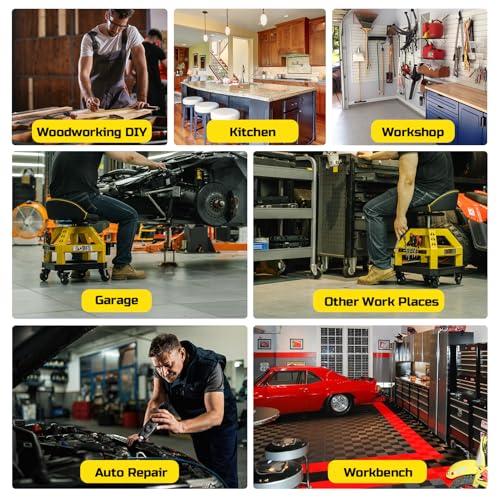 Rolling Shop Stool for Garage with Casters