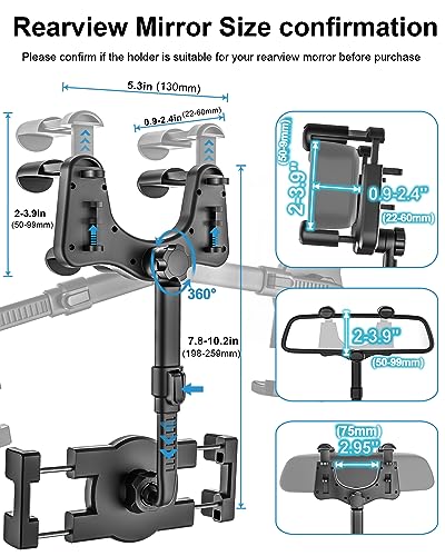 Rearview Mirror Tablet Holder for Car