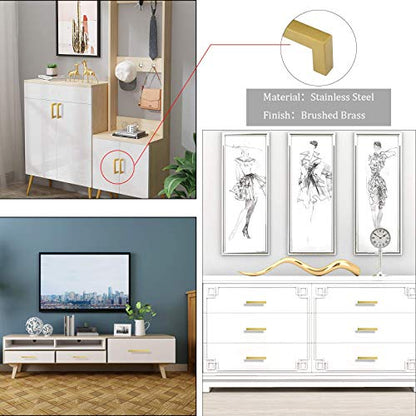 20 Pack 5 Inch Gold Cabinet Handles Brushed Brass Drawer Pulls