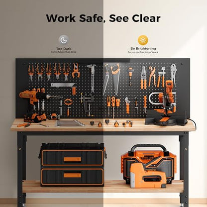60" Work Bench with Storage & Pegboard