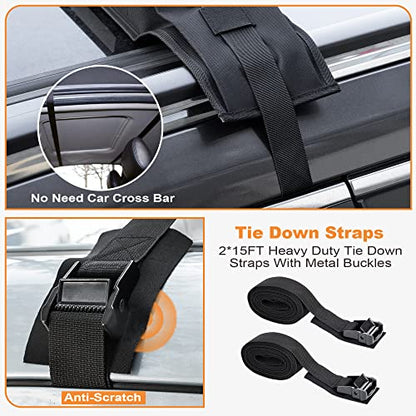 Universal Soft Roof Rack Pads for Kayak（Black）