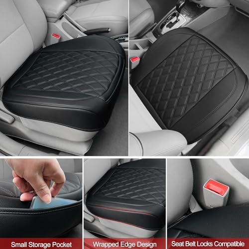 1 Pack Leather Front Car Seat Bottom Cover Black