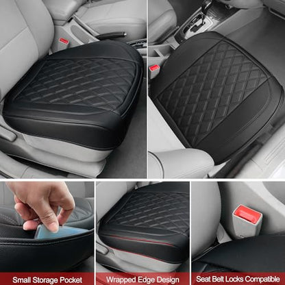 1 Pack Leather Front Car Seat Bottom Cover Black