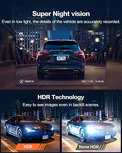 D21 Dash Cam Real 4K Dash Camera Front 5G WiFi GPS
