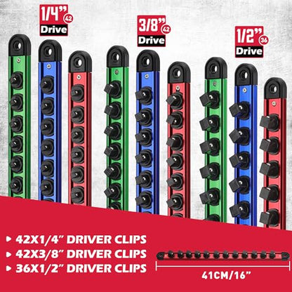 Magnetic Socket Holder Organizer Set (9 Count)