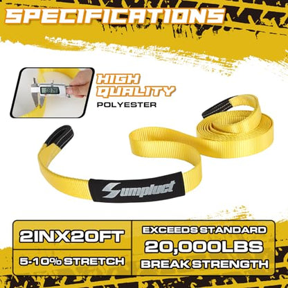 Heavy Duty Recovery Tow Straps 2"x20' 36580lb Break Strength (20 Foot)