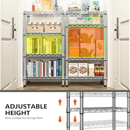 1000 lbs 4 Tier Shelf Metal Storage Shelves Wire Rack Closet Organizers with PP Board for Garage Kitchen Bathroom Laundry Chrome 11.8" D x 21.7" W x 39.5" H (4 Count)