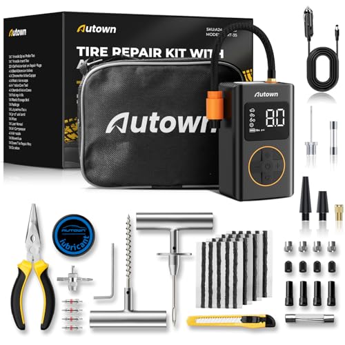 Flat Tire Repair Kit with Air Compressor