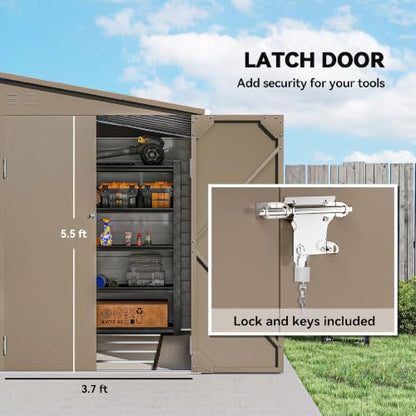 4.6' x 9' Steel Outdoor Storage Shed Waterproof Lean