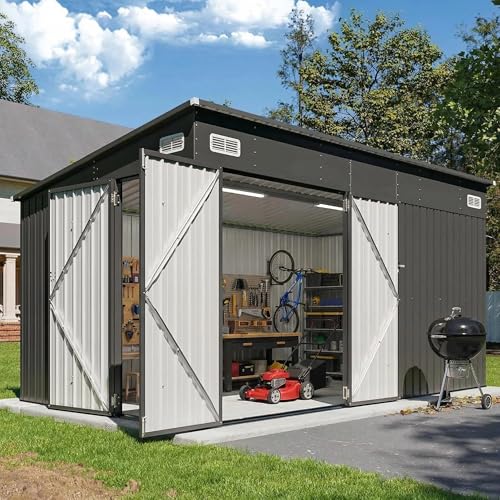 8'x10' Lean to Shed Outdoor Storage Sheds with Triple Doors