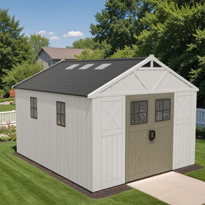 10x12 FT Resin Outdoor Storage Shed with Floor
