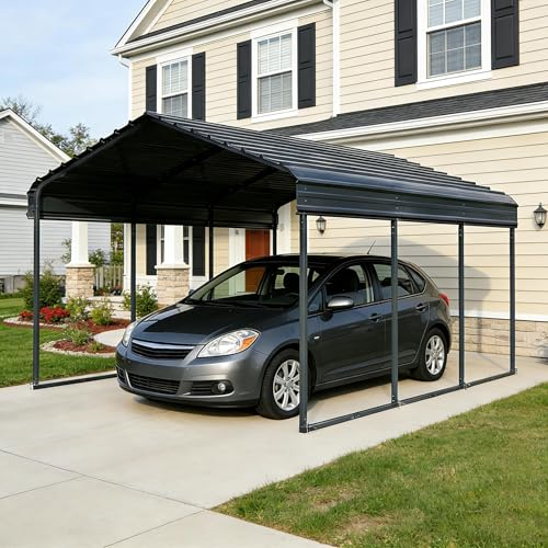 10x15FT Metal Carport with Vertical Roof