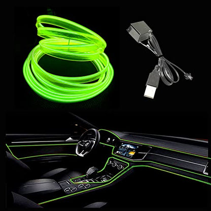 El Wire Lemon Green Interior Car LED Strip Lights