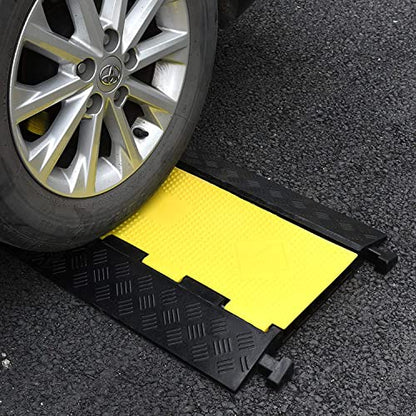 Rubber Cable Ramp 3 Channel Drive Over Hose Cable Protector Outdoor 22000Lbs Load Capacity Wires Power Lines Extension Cord Cover Traffic Speed Bump 1 Pack