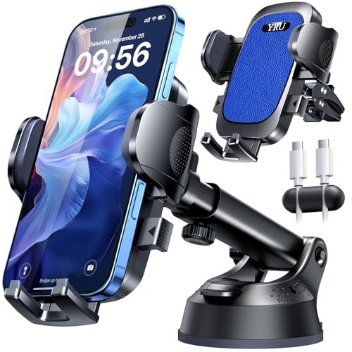 True Upgrade for Safety] YRU Car Phone Holder Mount [Patent & Military