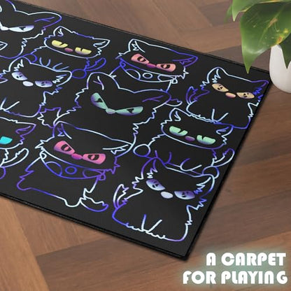 Black Play Cat Rug for Playroom for Boys Girls 2x3 Funny Cute Cat Cartoon Decor for Bedroom Living Room Non (6 Sq Ft)