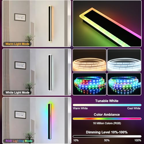 2 Pack RGB LED Outdoor Long Wall Lights (2 Count)