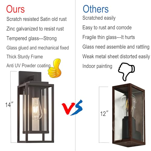 14" Outdoor Wall Light Fixtures Waterproofed Exterior Lantern W (2 Count)