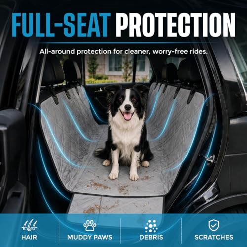 Bulldogology Dog Car Seat Cover Waterproof Heavy Duty Bench Dog Hammock Backseat Protector from Hair