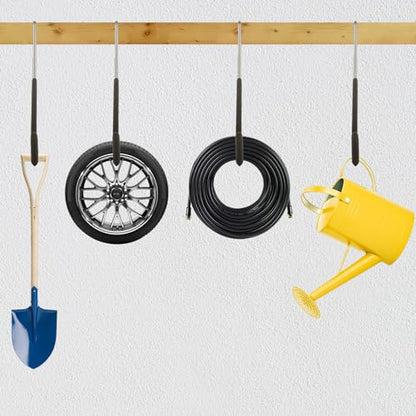 16 Pack Rafter Hooks Heavy Duty Rafter Hanger Vinyl Coated Large S Hooks for Hanging Ladder Bike Hangers Garage Storage Organizer (16 Count)