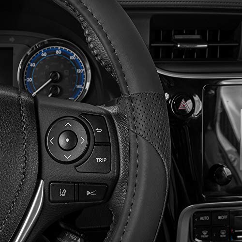 Perforated Microfiber Leather Steering Wheel Cover for Cars Trucks SUVs Vans