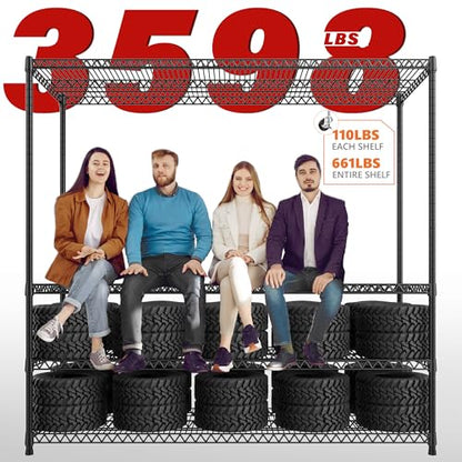 60" W 6 Tier Wire Shelving with Wheels & Feet