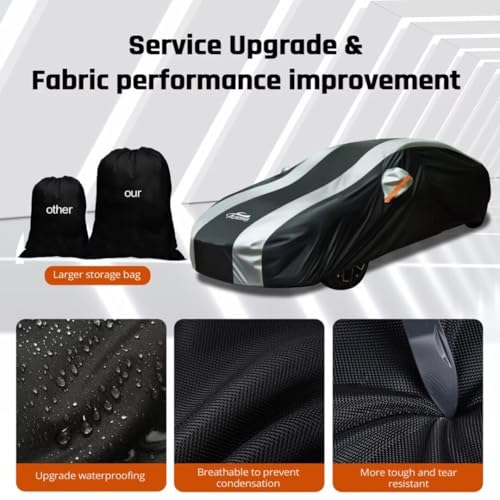 Waterproof Car Cover with Silver Stripe Design